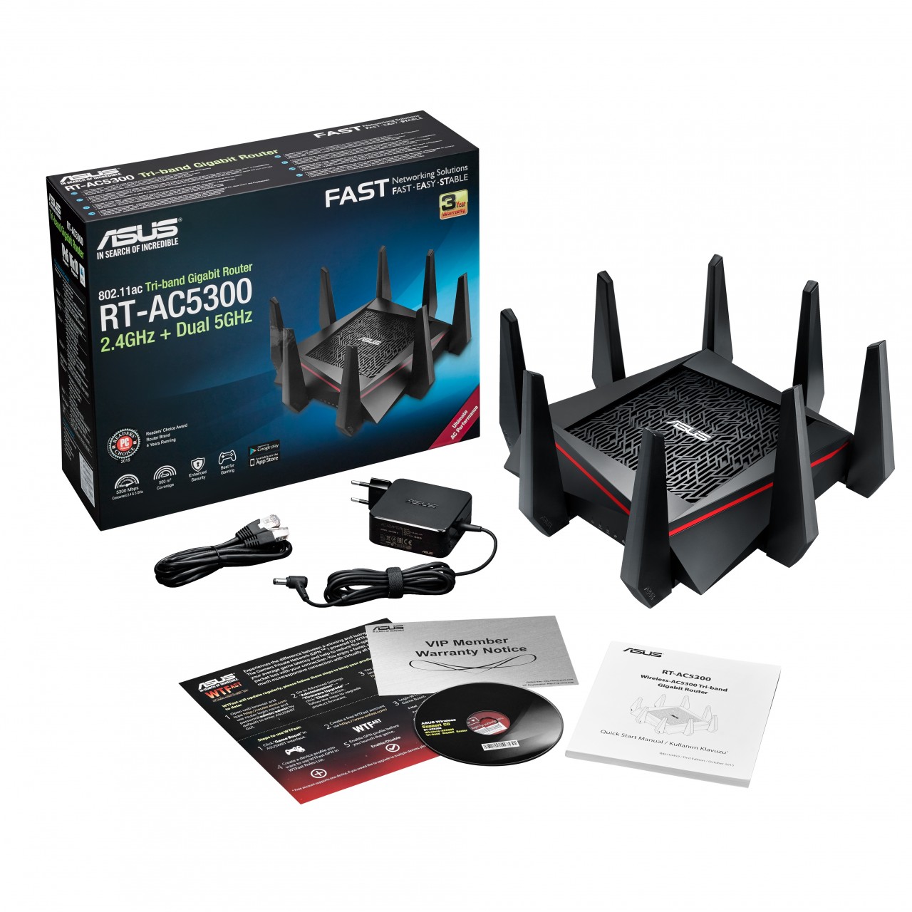 5. ASUS Tri-Band Wireless-AC5300 Gigabit Gaming Router RT-AC5300 – 4x4 Antenna - WTFast Game Acceler